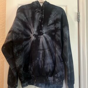 Black tie-dye hooded sweatshirt